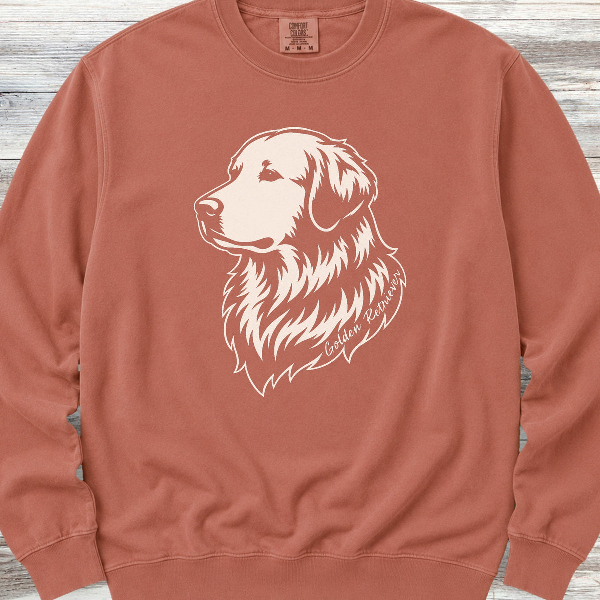 Golden Retriever Woodcut Portrait Sweatshirt - Terracotta