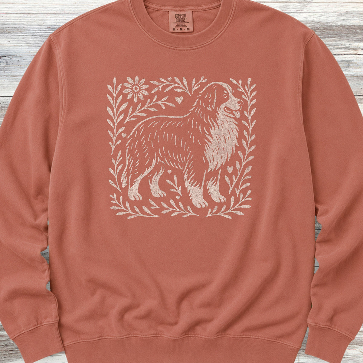 Bernese Mountain Dog Linocut Sweatshirt - Terracotta