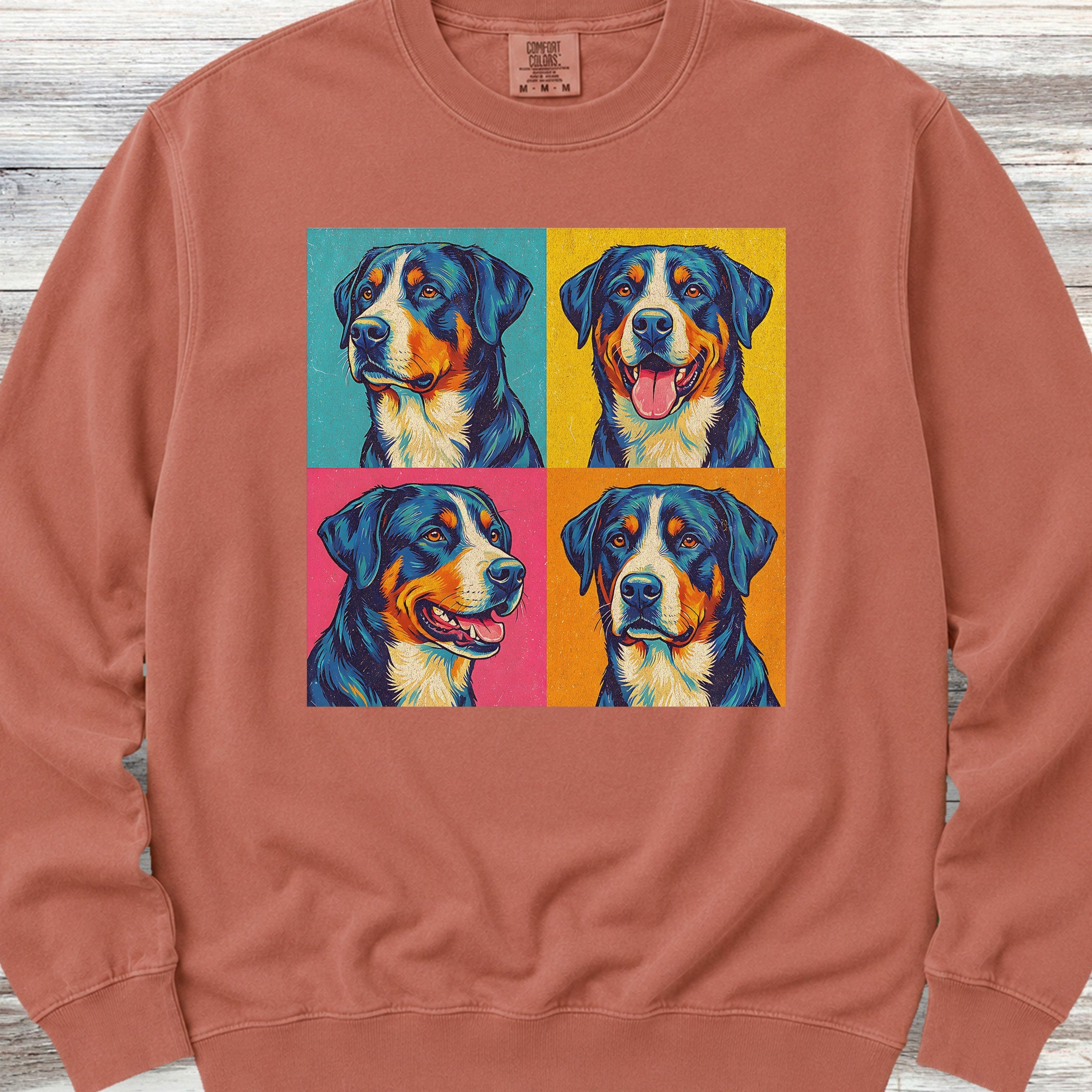 Swiss Mountain Dog Pop Art Sweatshirt - Terracotta