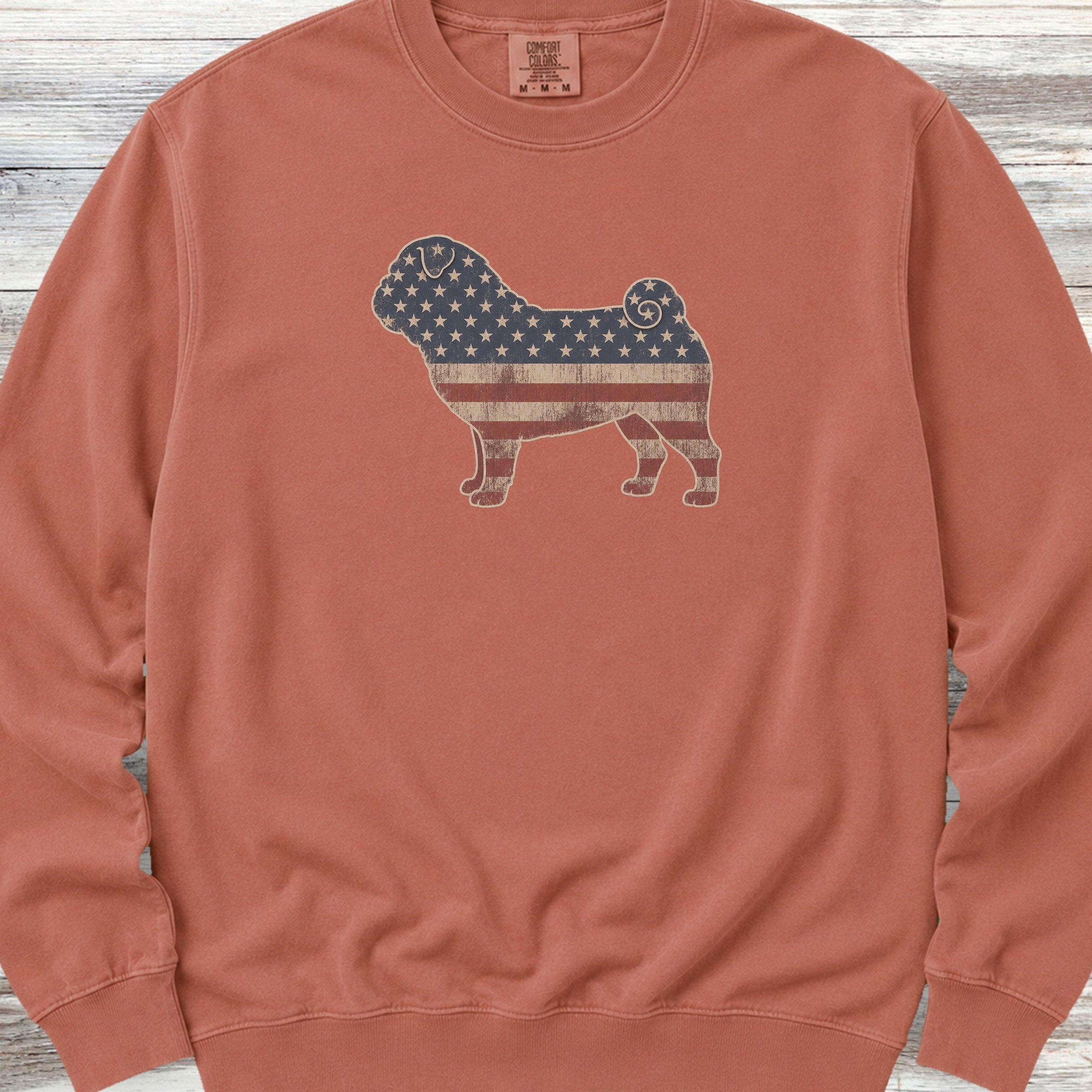 Pug Vintage USA Sweatshirt - Terracotta
