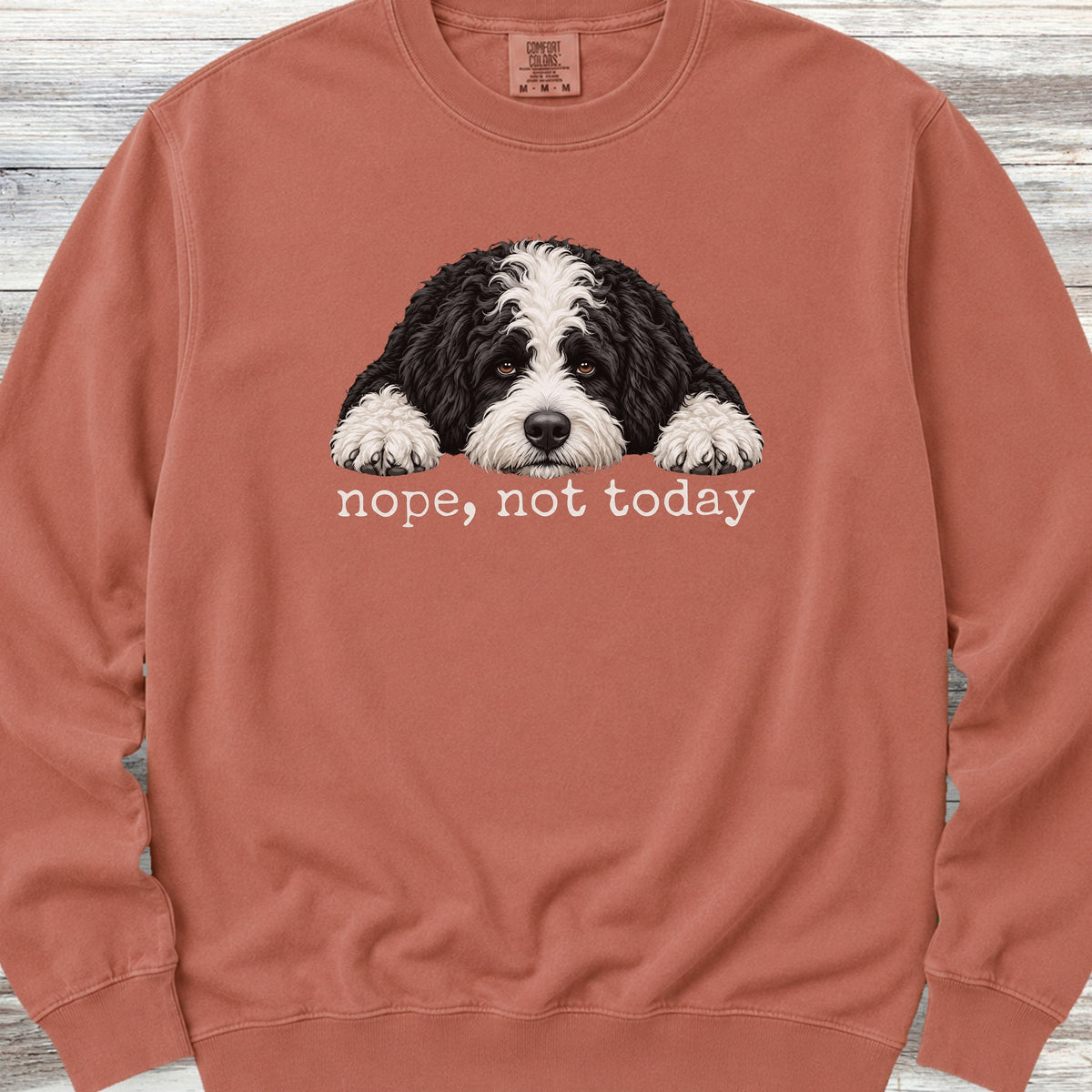 Sheepadoodle Nope Sweatshirt - Terracotta