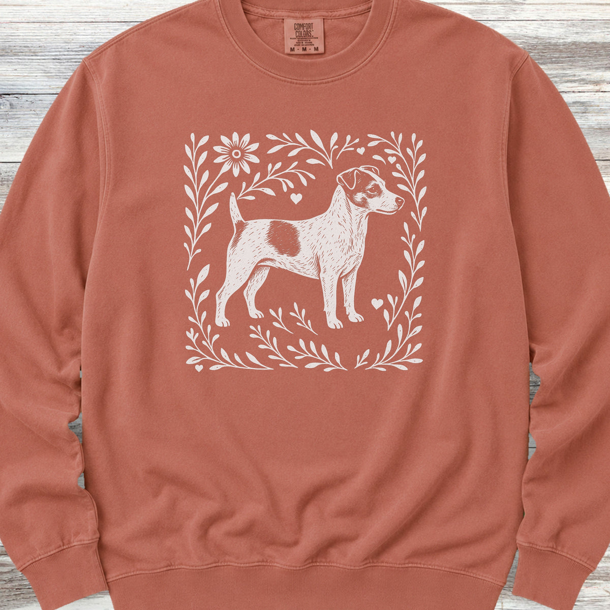 Jack Russell Linocut Sweatshirt - Terracotta