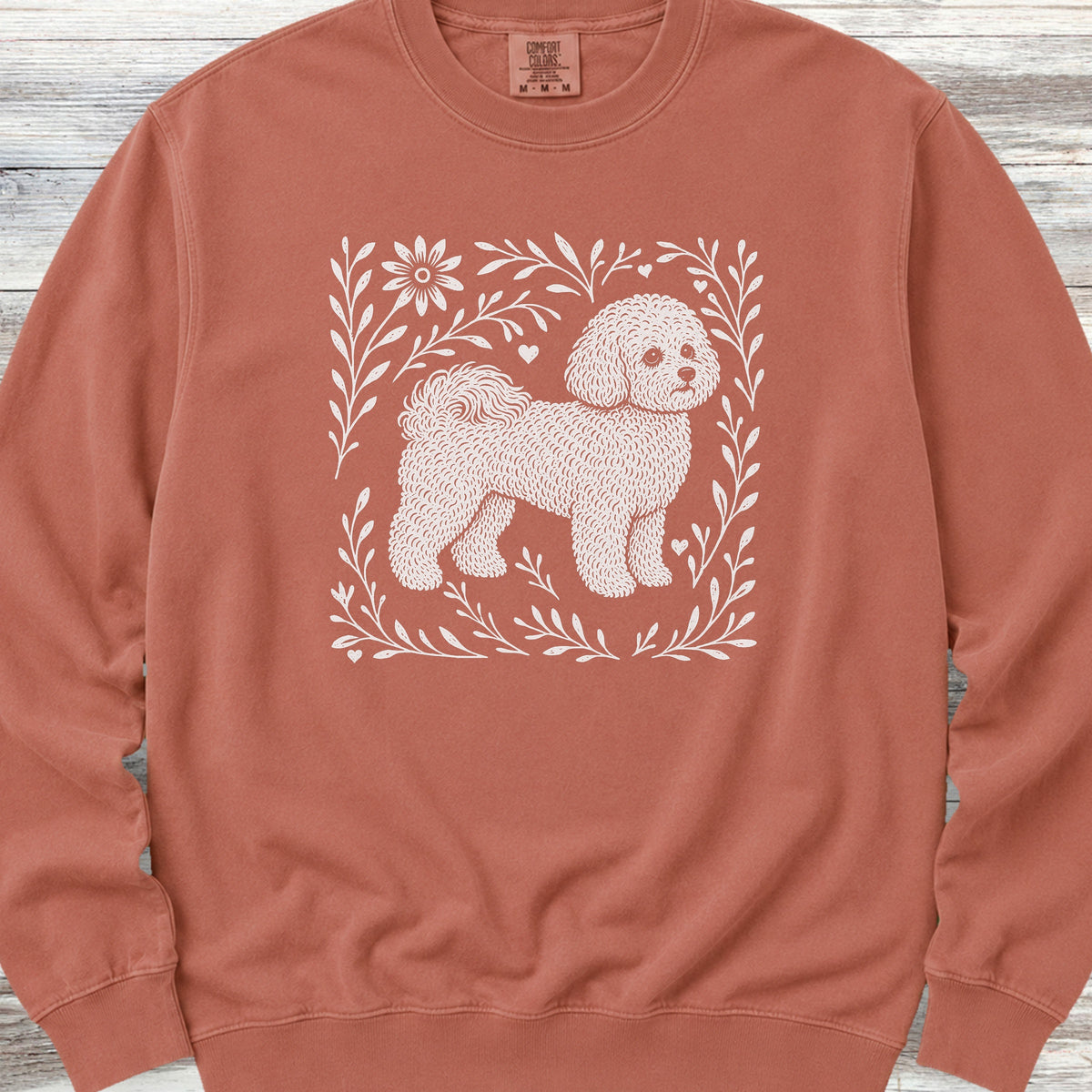 Bichon Frise Linocut Sweatshirt - Terracotta