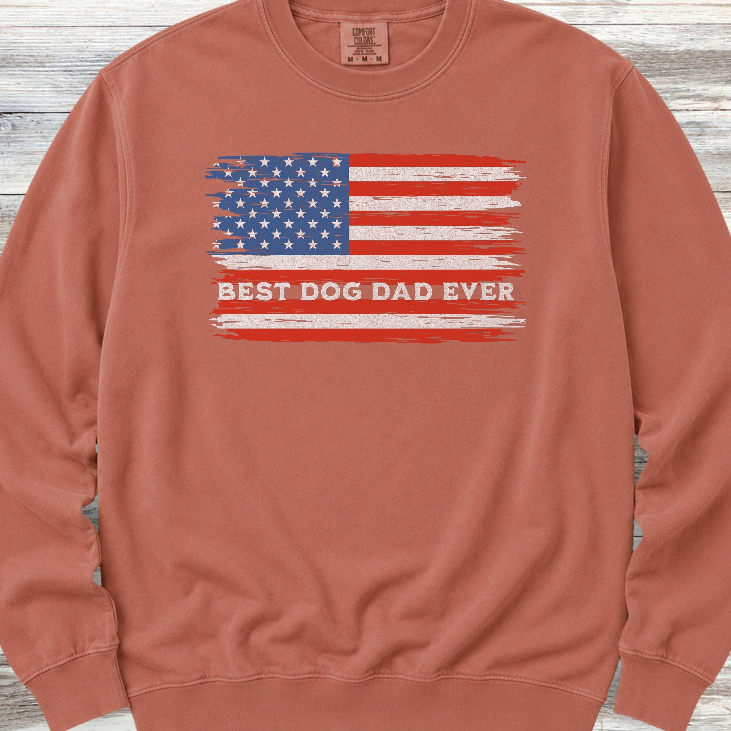 Best Dog Dad Flag Sweatshirt - Terracotta