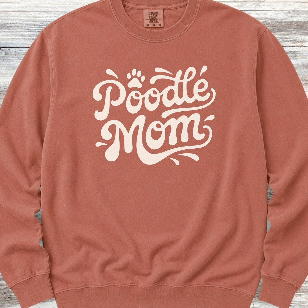 Poodle Groovy Mom Sweatshirt - Terracotta