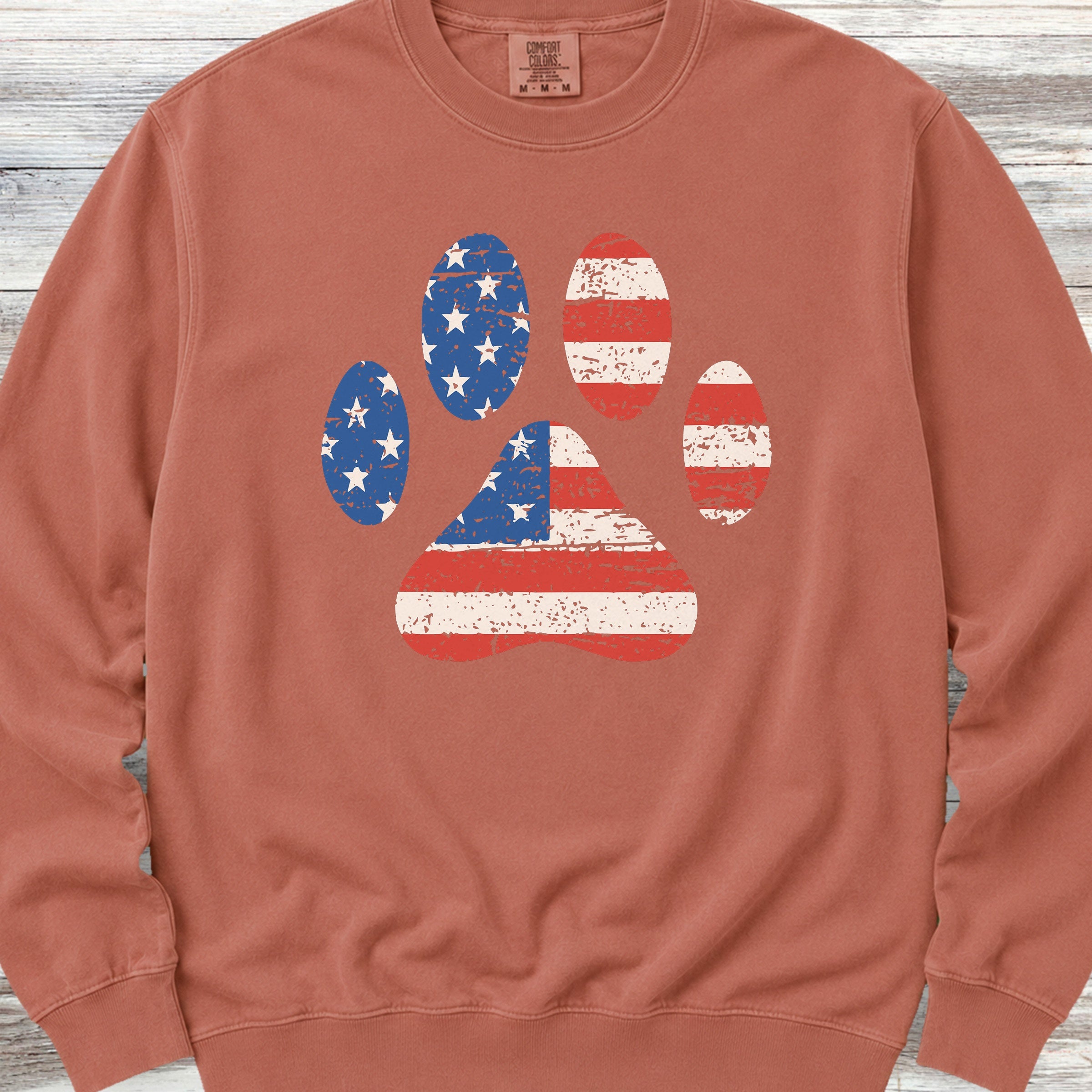 Stars & Stripes Paw Print Sweatshirt - Terracotta