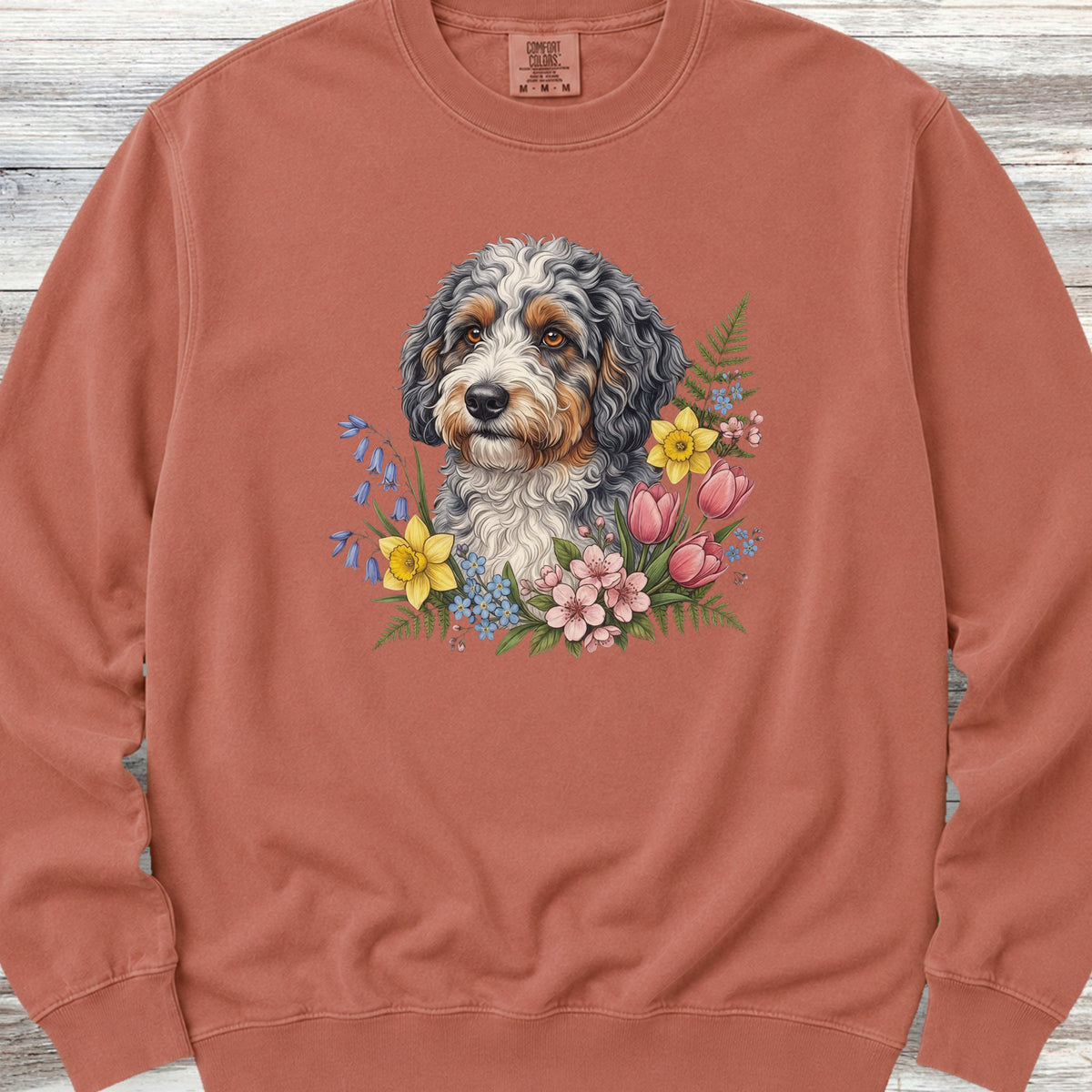 Aussiedoodle Spring Portrait Sweatshirt - Terracotta