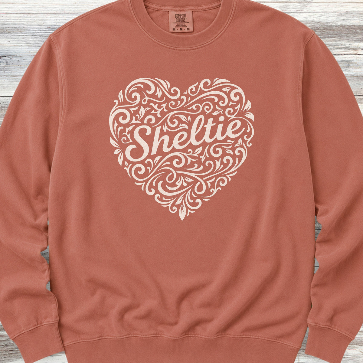 Shetland Sheepdog Heart Script Sweatshirt - Terracotta