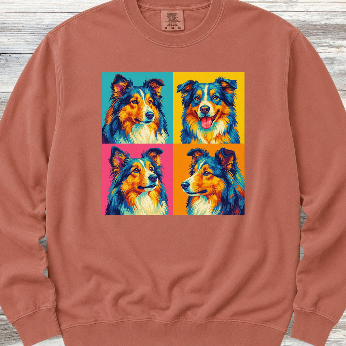 Shetland Sheepdog Pop Art Sweatshirt - Terracotta