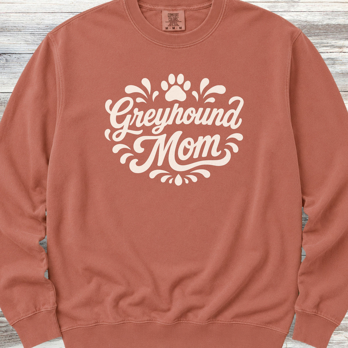 Greyhound Groovy Mom Sweatshirt - Terracotta