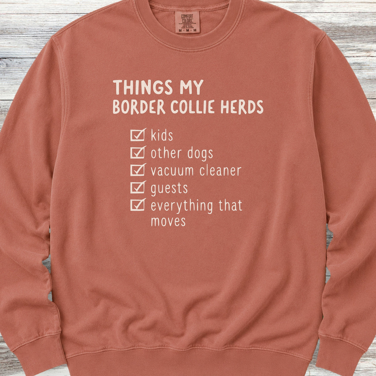 Border Collie Herding List Sweatshirt - Terracotta
