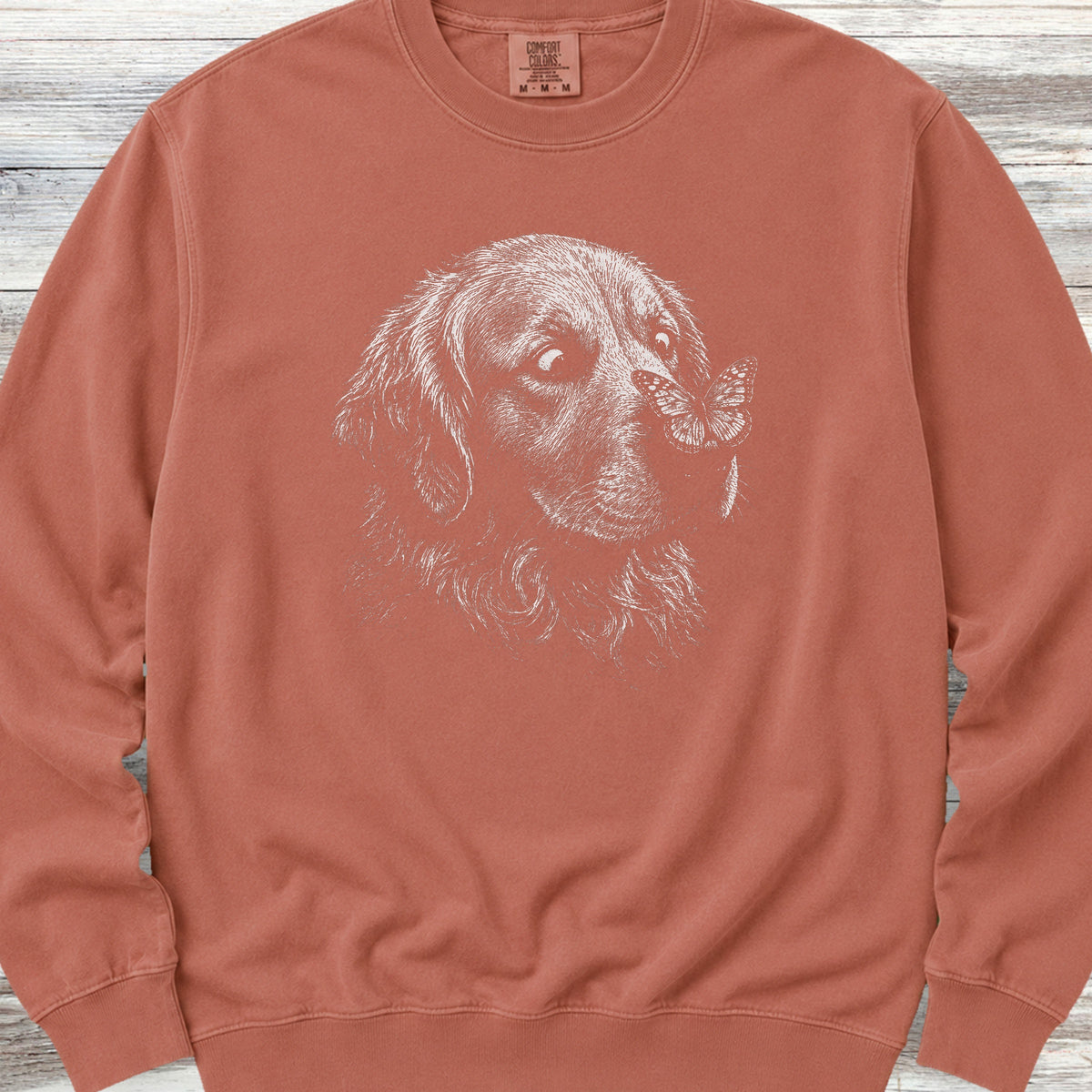 Golden Retriever Butterfly Sweatshirt - Terracotta