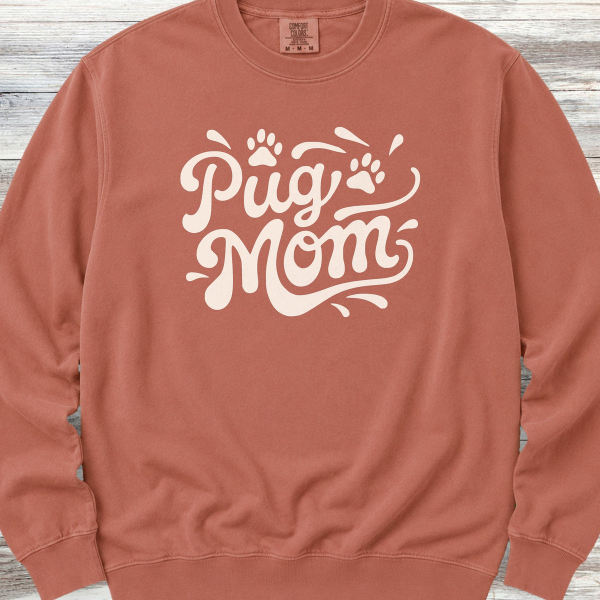 Pug Groovy Mom Sweatshirt - Terracotta
