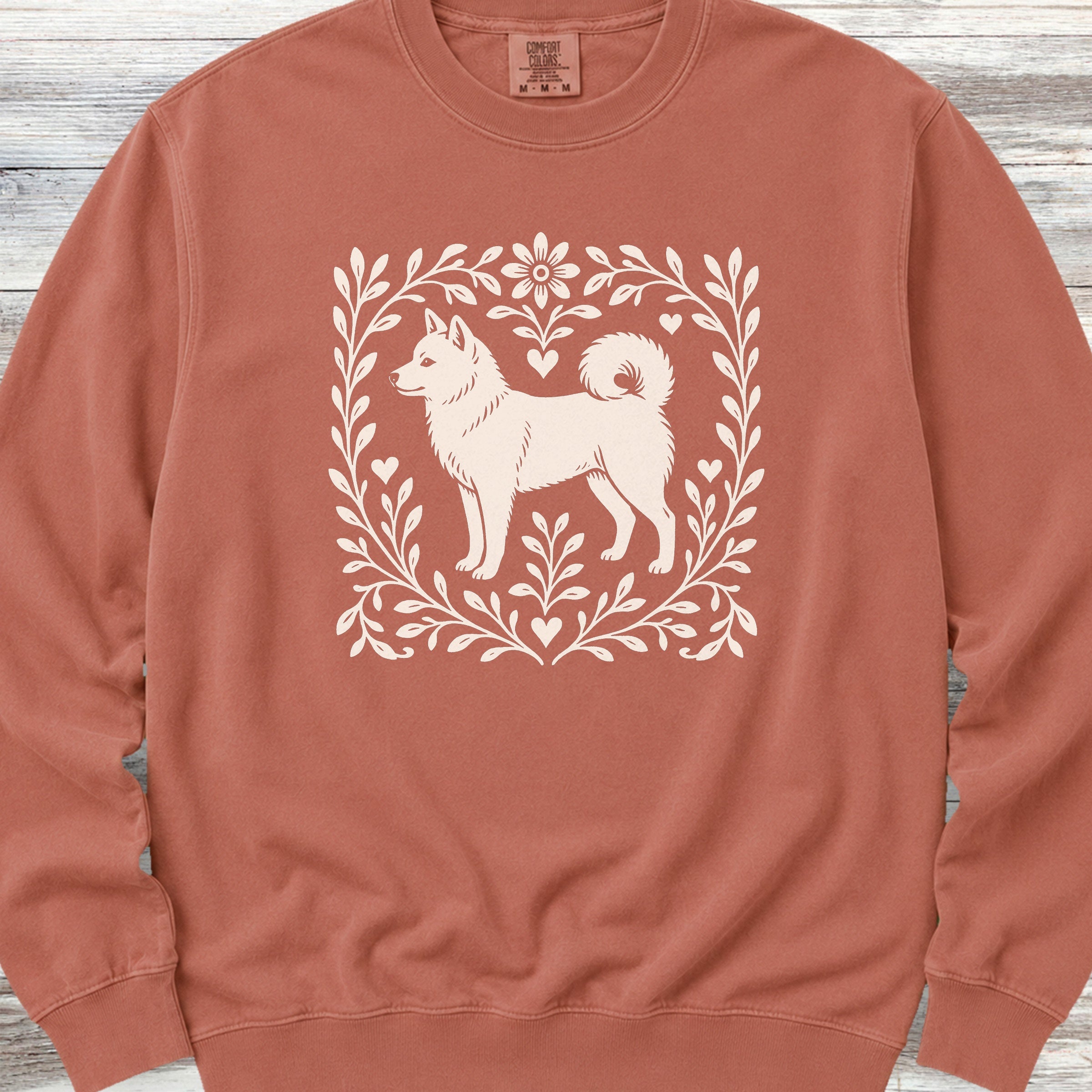 Shiba Inu Linocut Sweatshirt - Terracotta