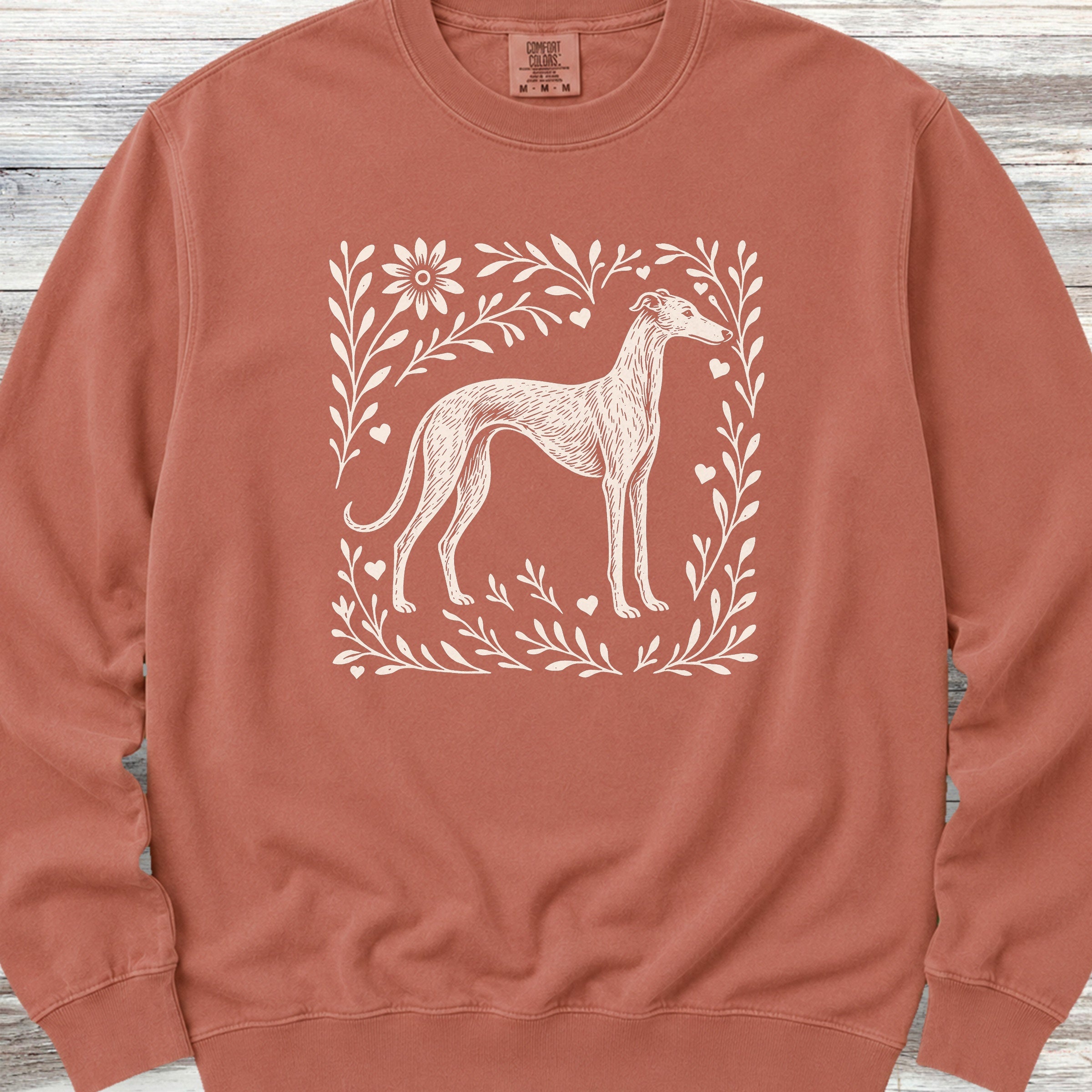 Greyhound Linocut Sweatshirt - Terracotta