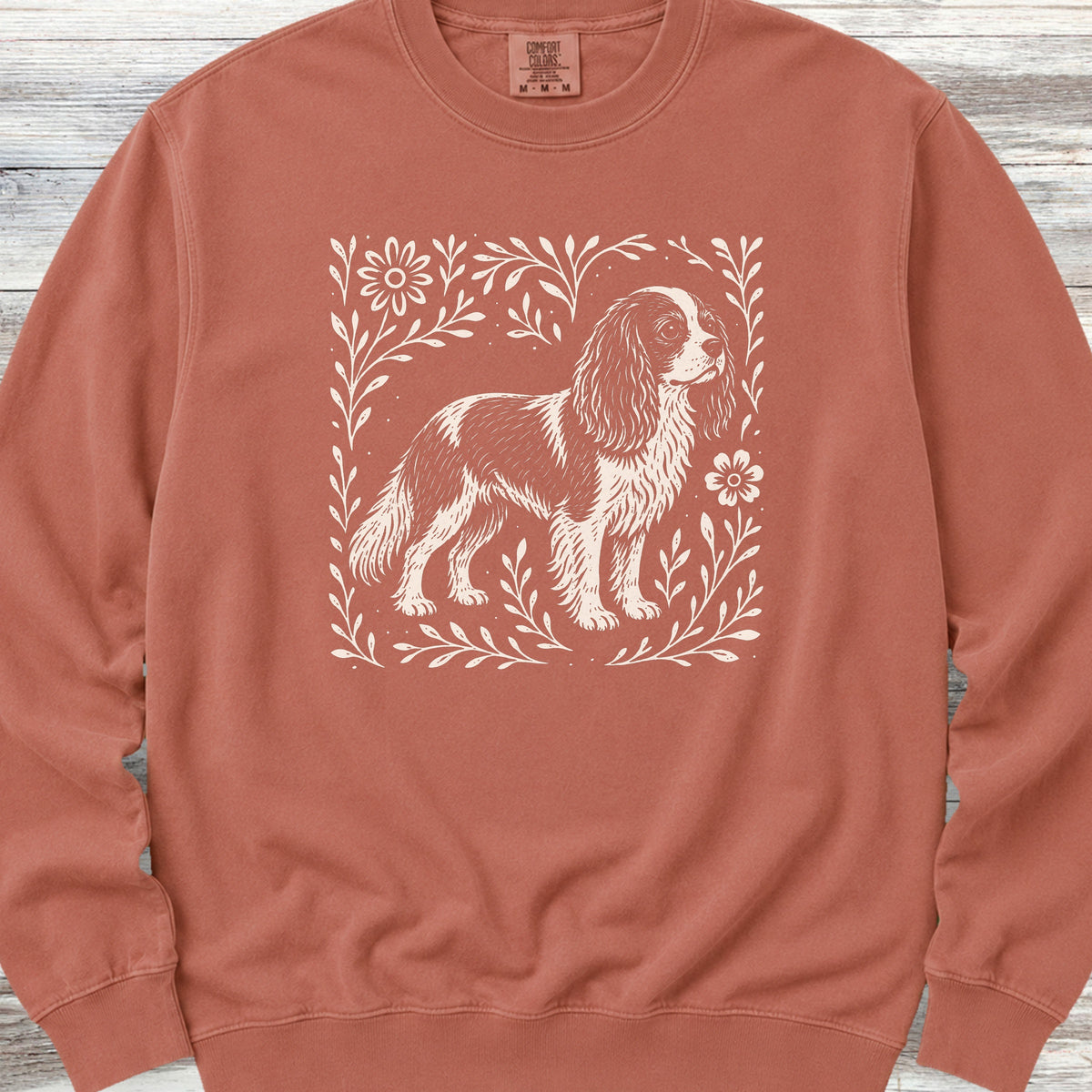 Cavalier King Charles Linocut Sweatshirt - Terracotta