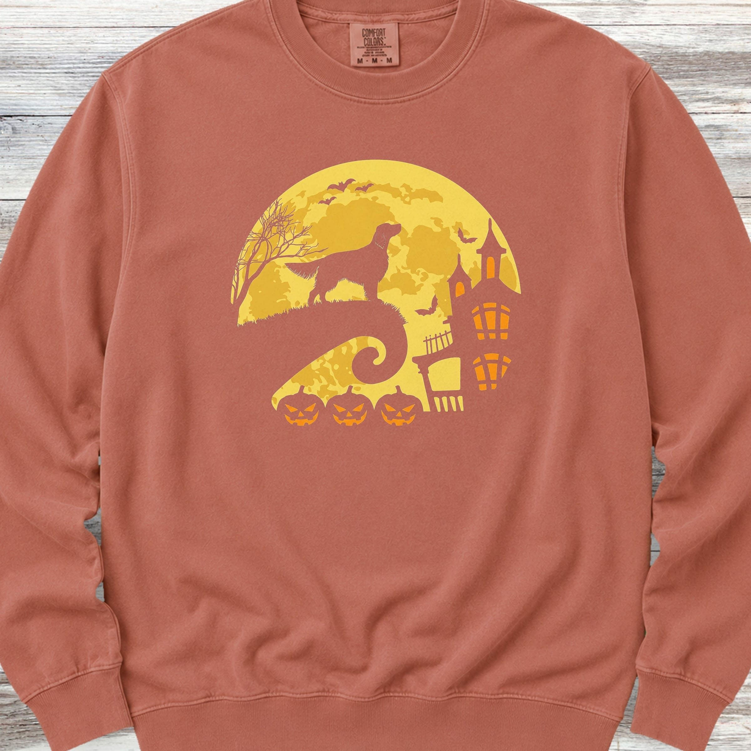 English Setter Halloween Moon Sweatshirt - Terracotta