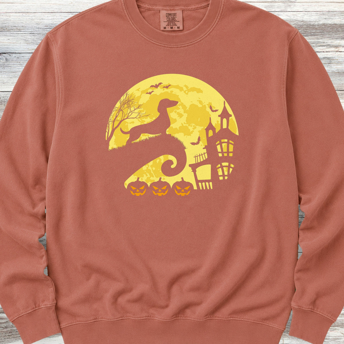 Dachshund Halloween Moon Sweatshirt - Terracotta