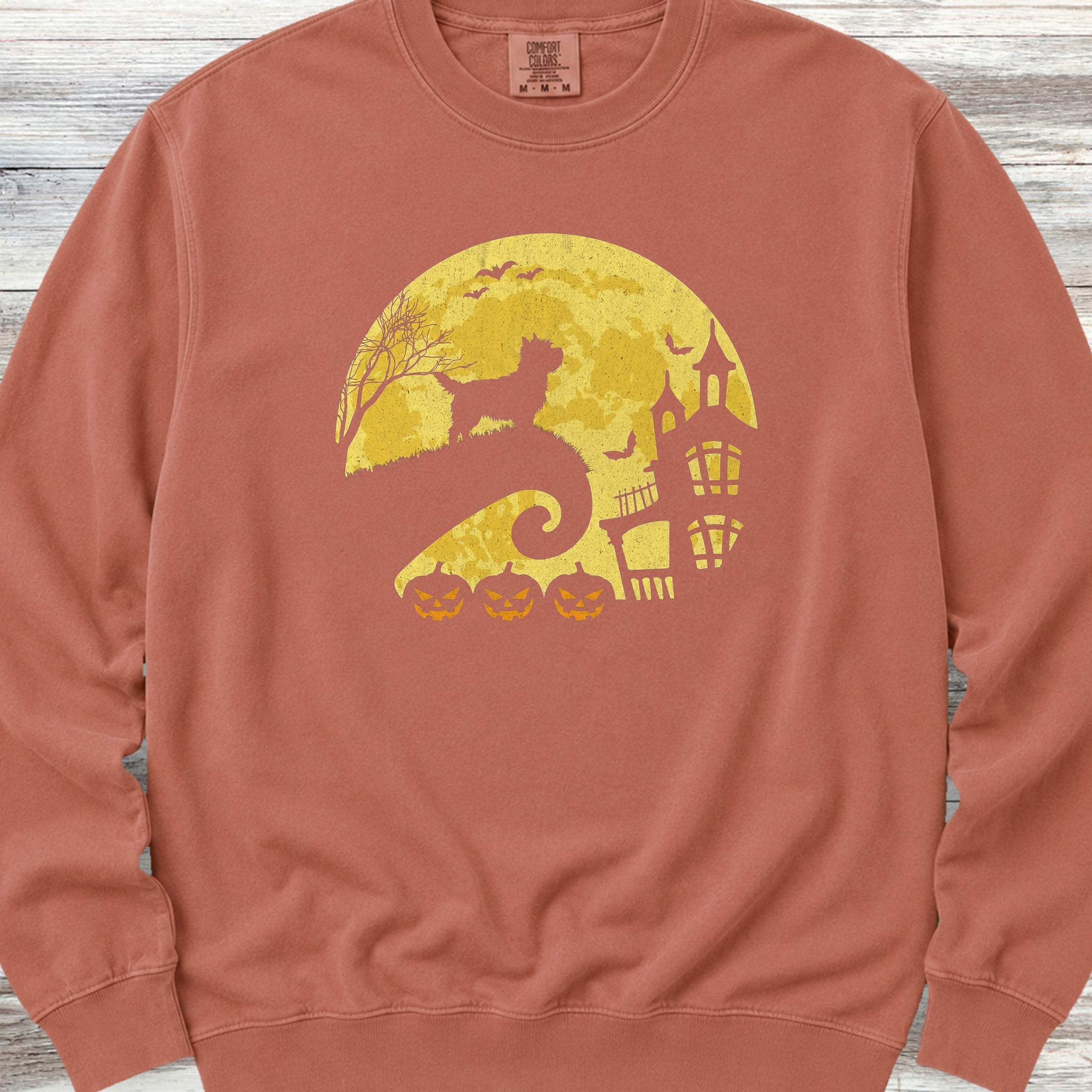 Cairn Terrier Halloween Moon Sweatshirt - Terracotta