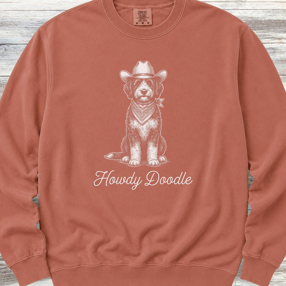 Bernedoodle Howdy Doodle Sweatshirt - Terracotta