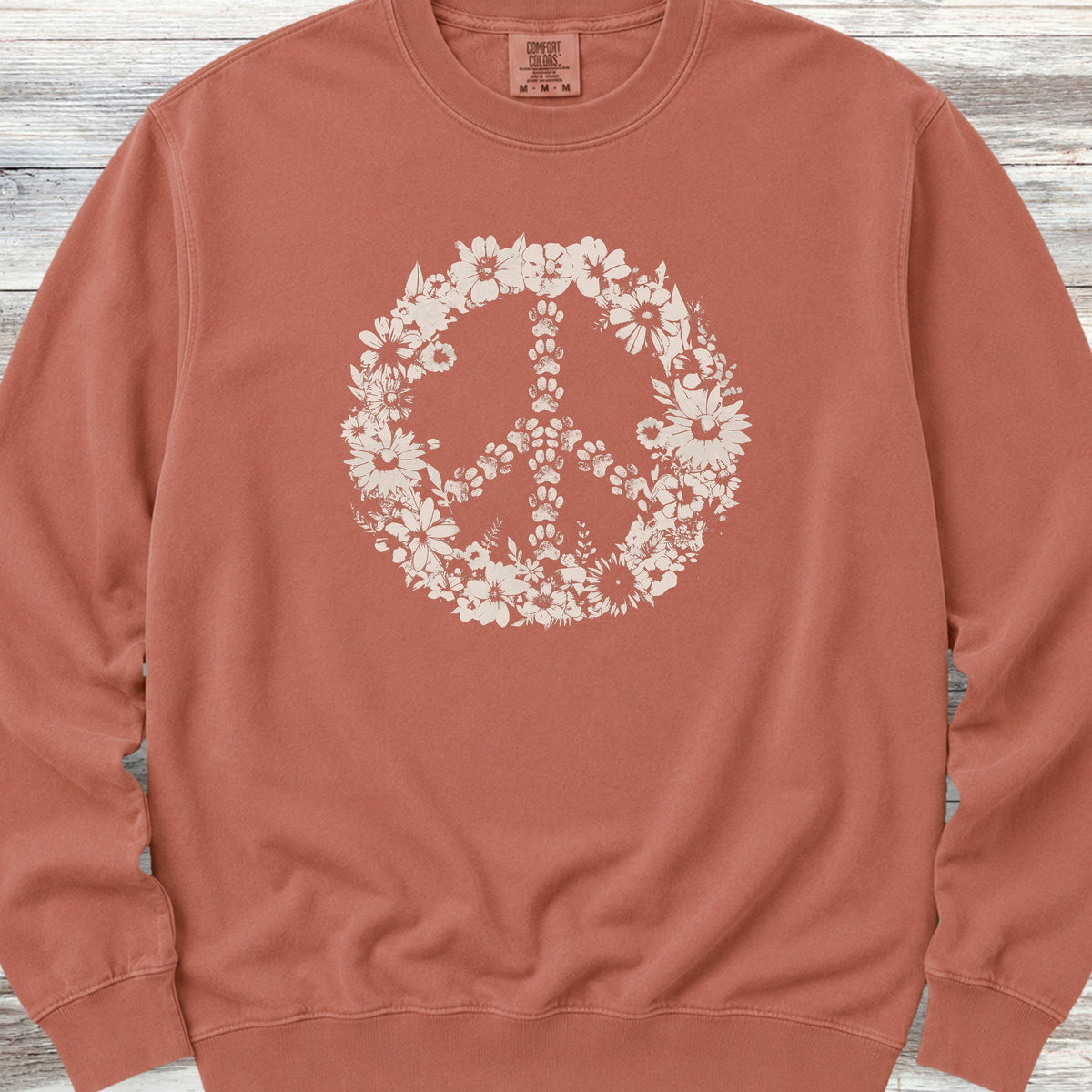 Vintage Floral Peace Sweatshirt - Terracotta
