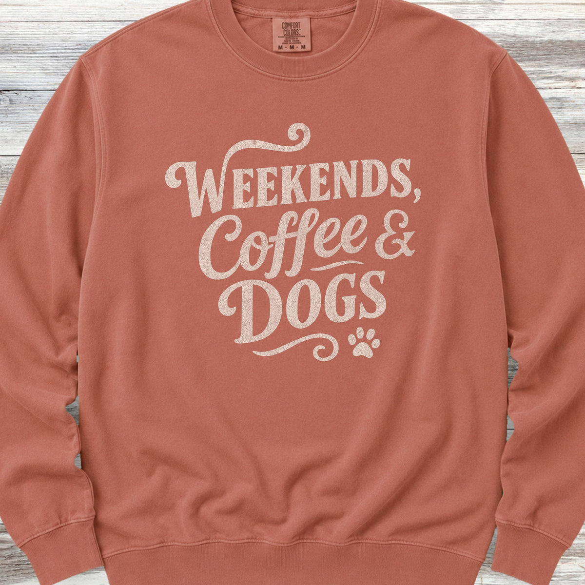 Weekends Coffee Dogs Sweatshirt - Terracotta