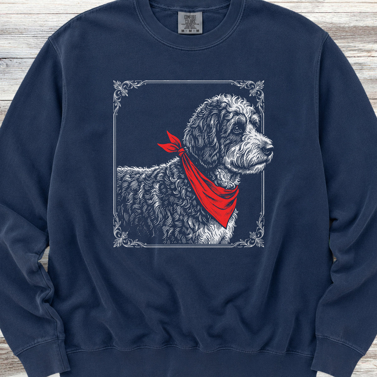 Bernedoodle Etching Sweatshirt - True Navy
