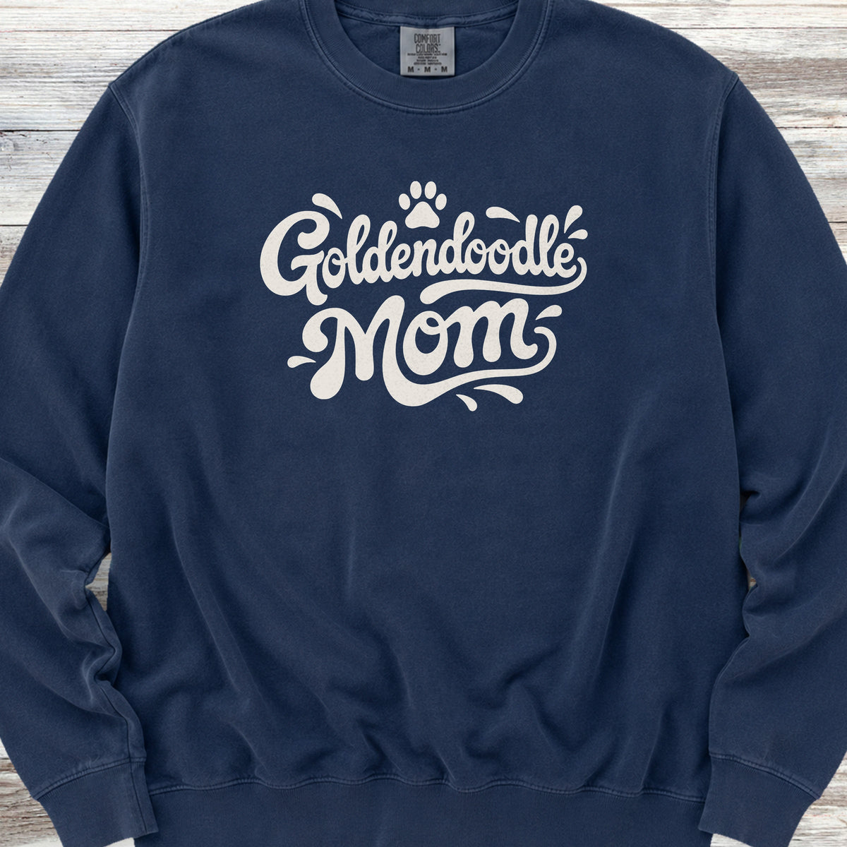 Goldendoodle Groovy Mom Sweatshirt - True Navy