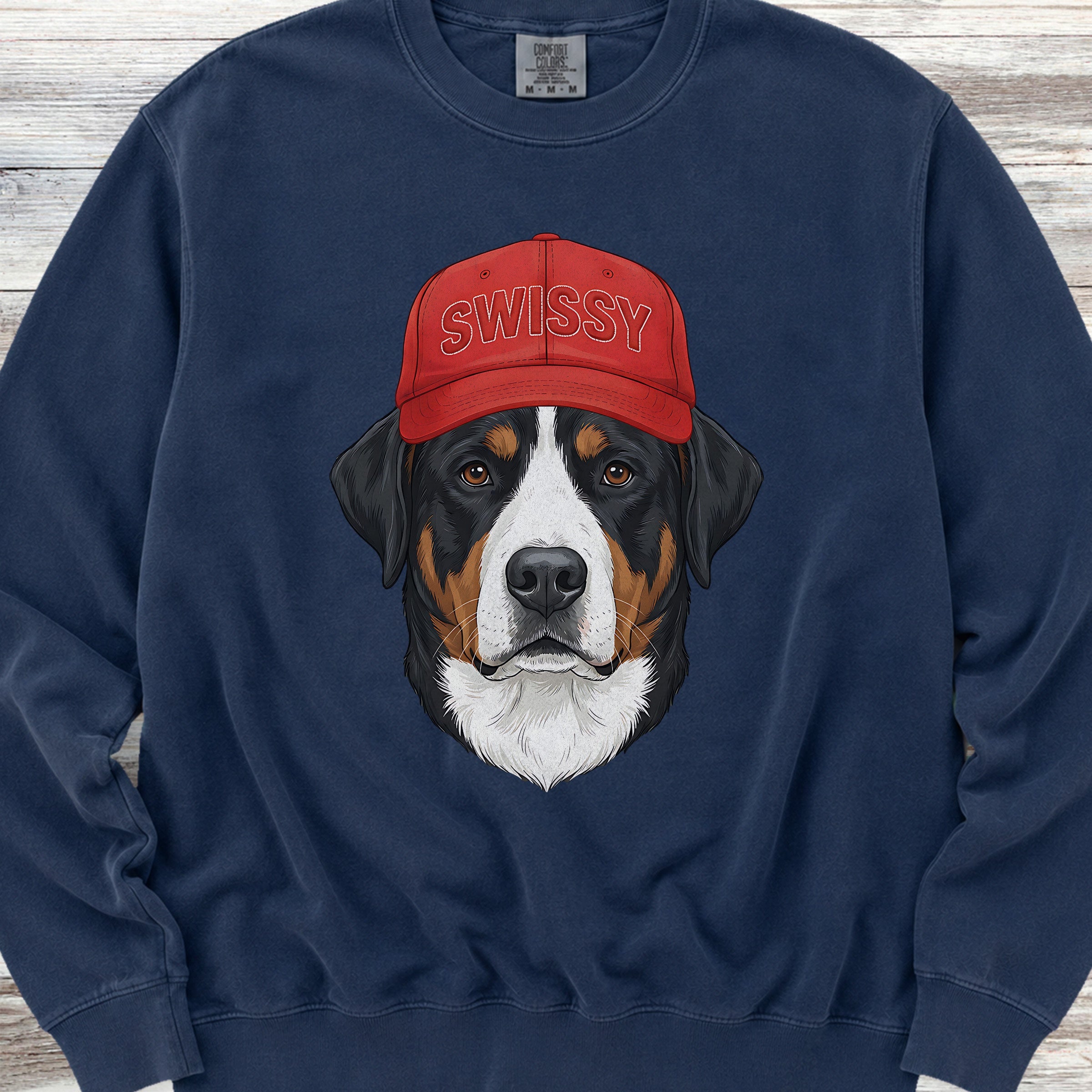 Swiss Mountain Dog Swissy Hat Sweatshirt - True Navy