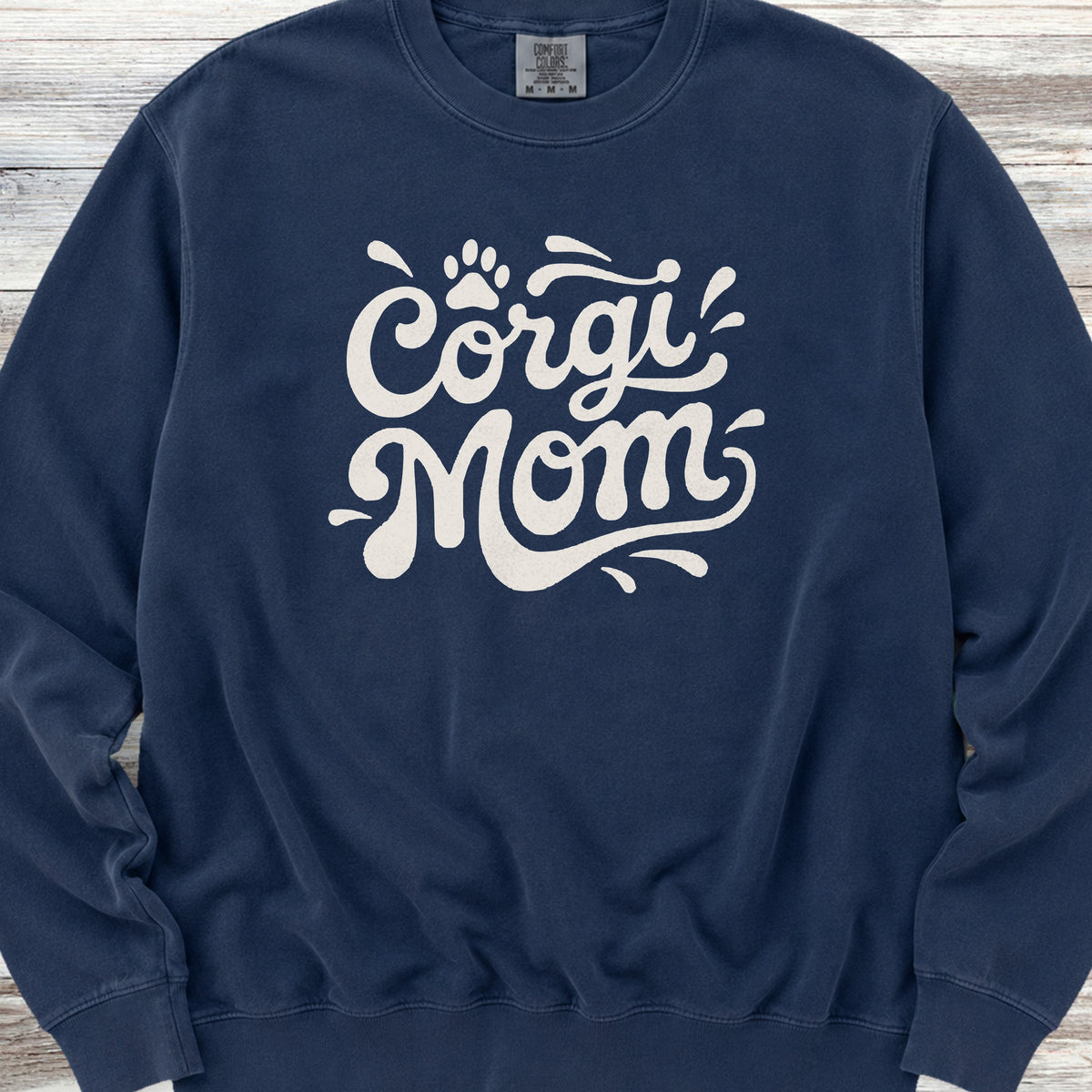Corgi Groovy Mom Sweatshirt - True Navy