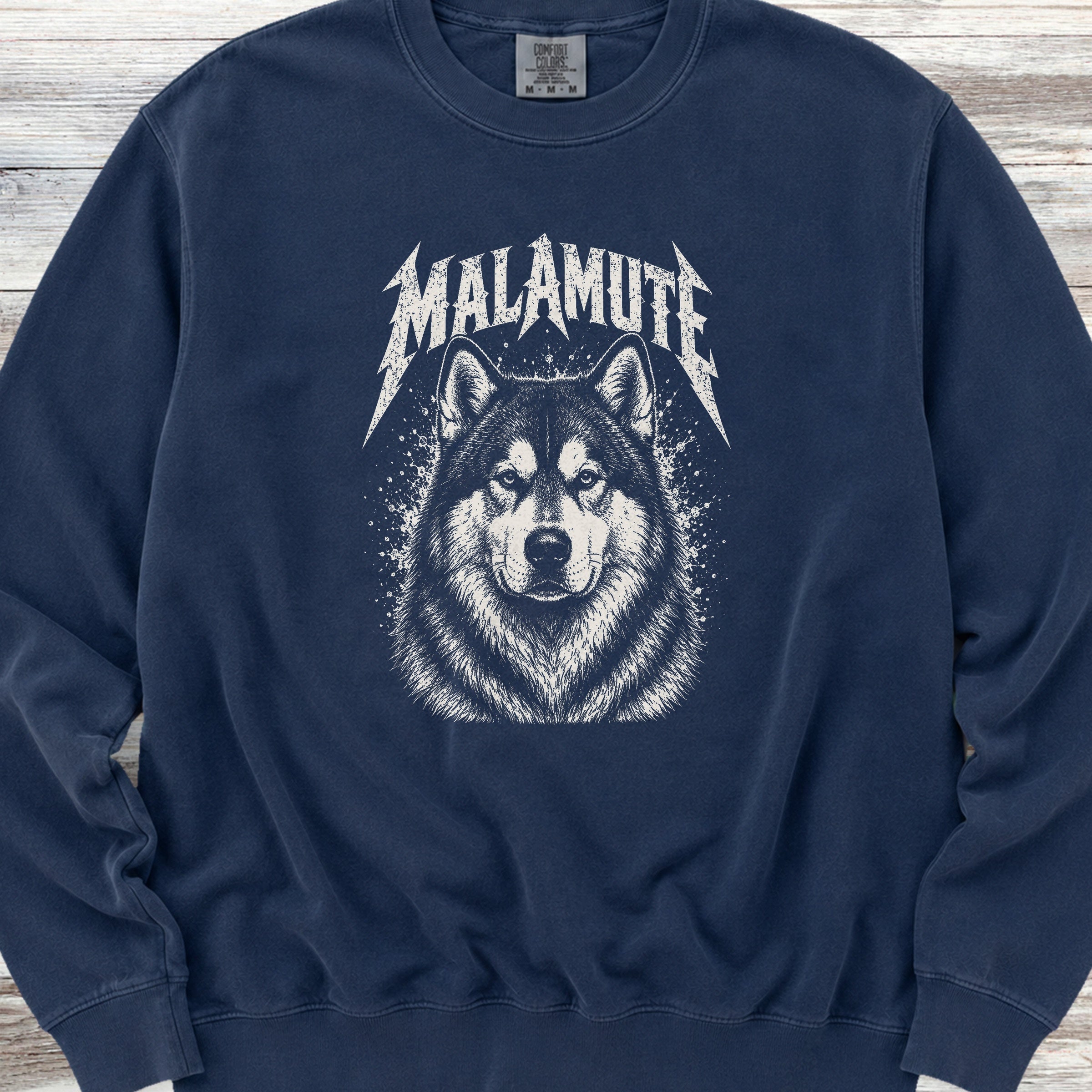 Alaskan Malamute Metal Sweatshirt - True Navy