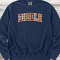 Doodle Fall Faux Patchwork Sweatshirt - True Navy