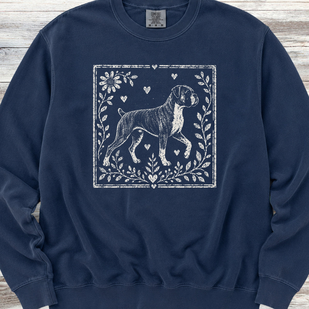 Boxer Linocut Sweatshirt - True Navy