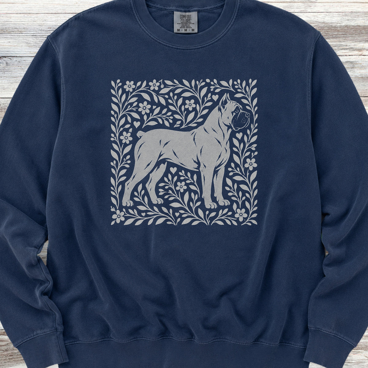 Cane Corso Fawn Linocut Sweatshirt - True Navy