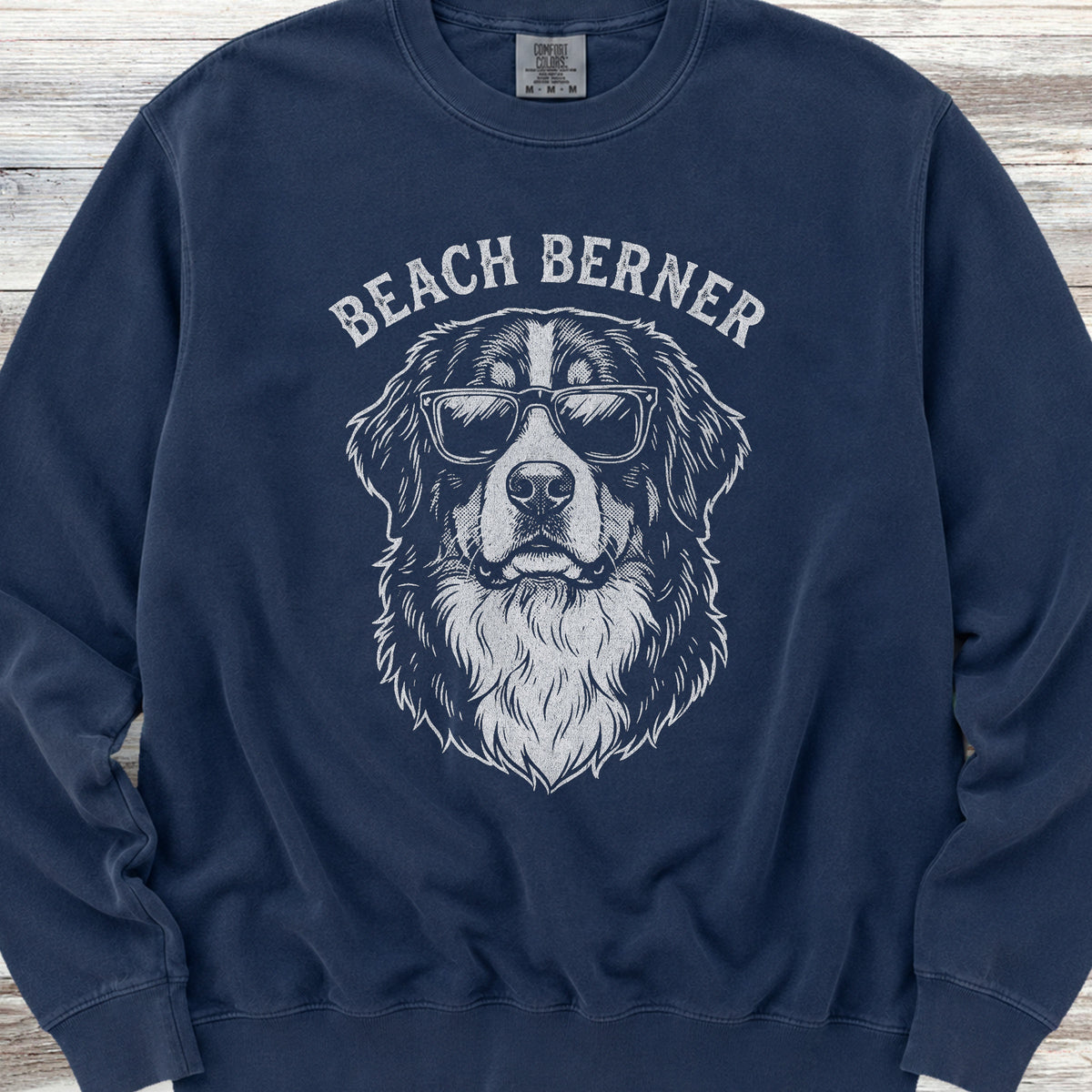 Bernese Mountain Dog Beach Berner Sweatshirt - True Navy