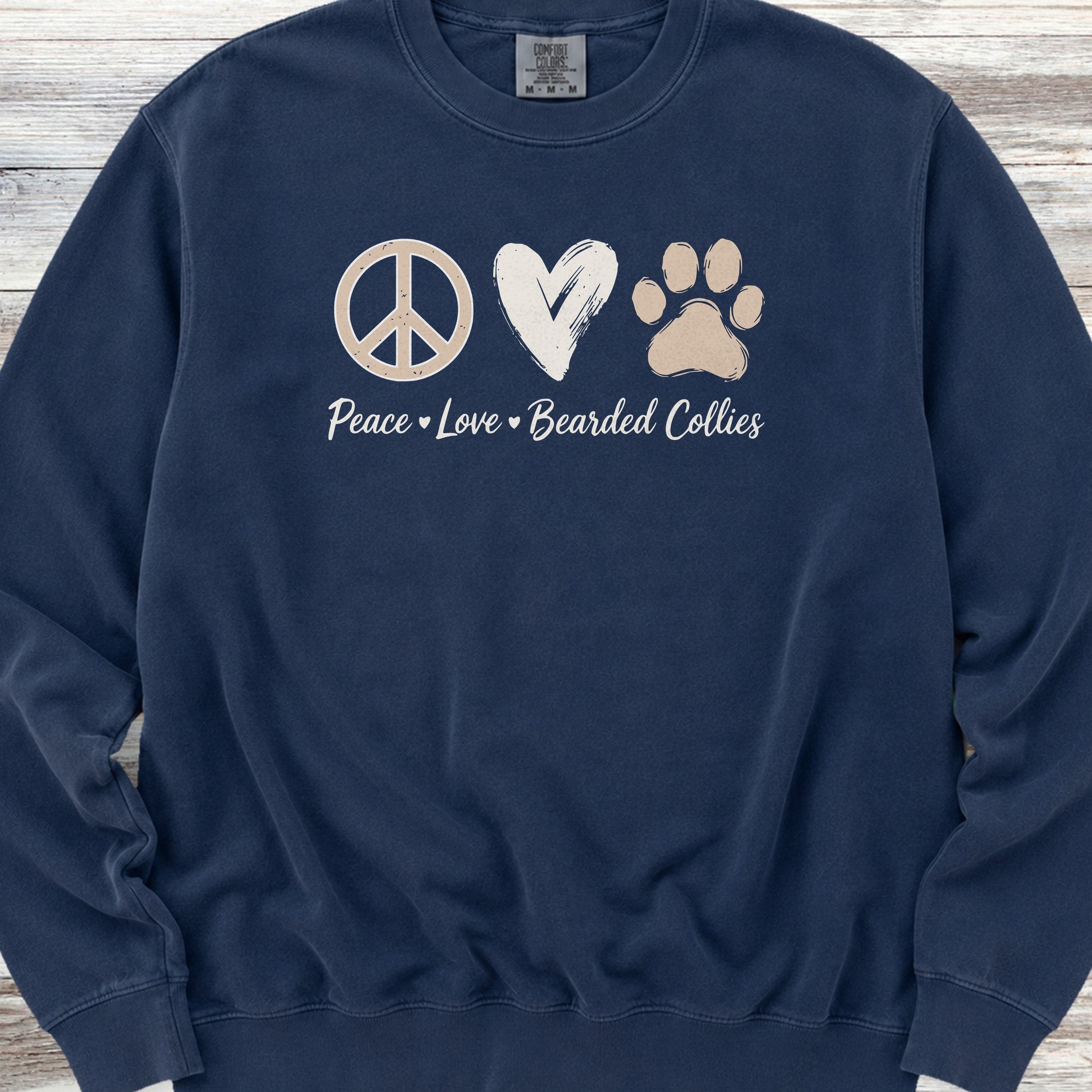Bearded Collie Peace Sweatshirt - True Navy