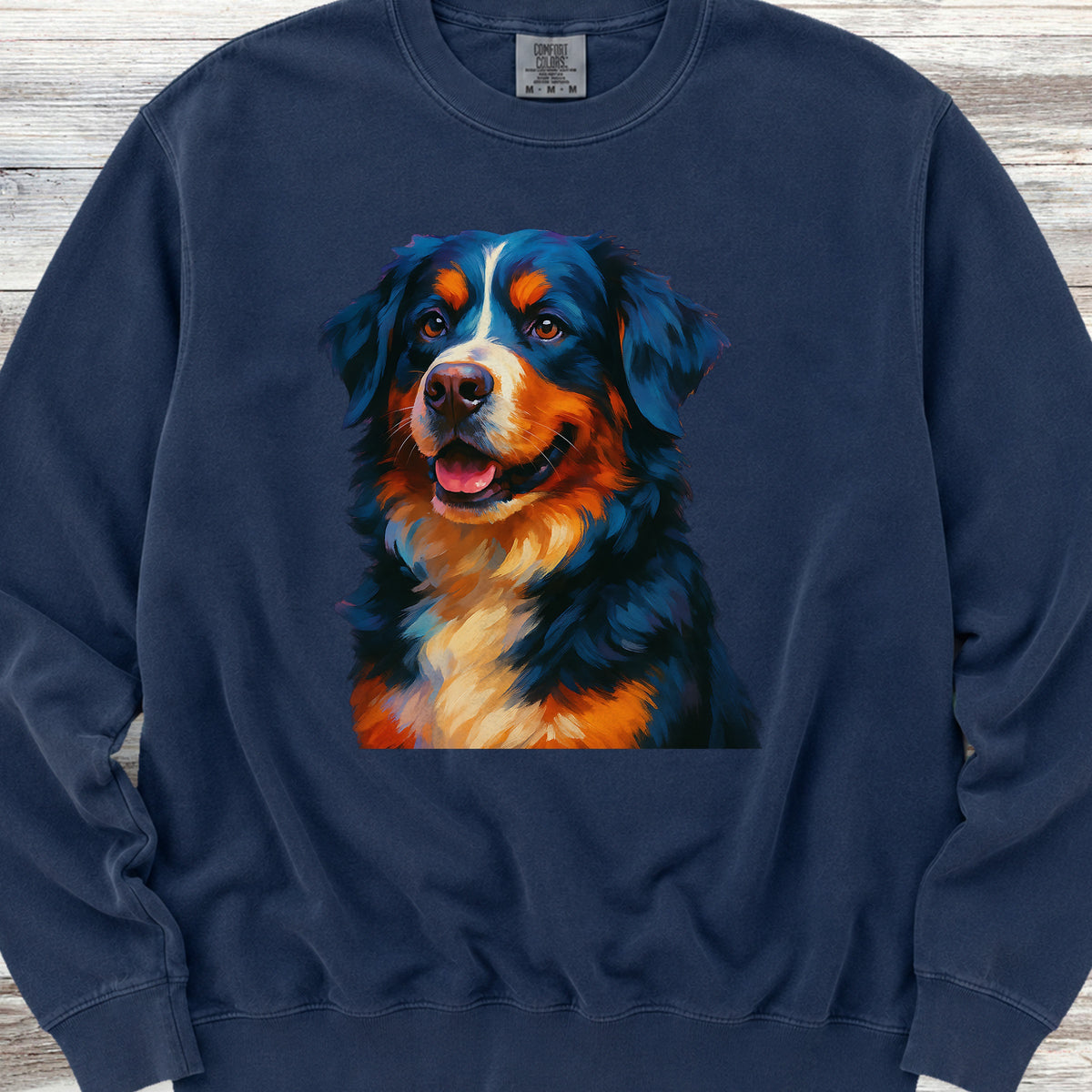 Bernese Mountain Dog Oil Painting Sweatshirt - True Navy