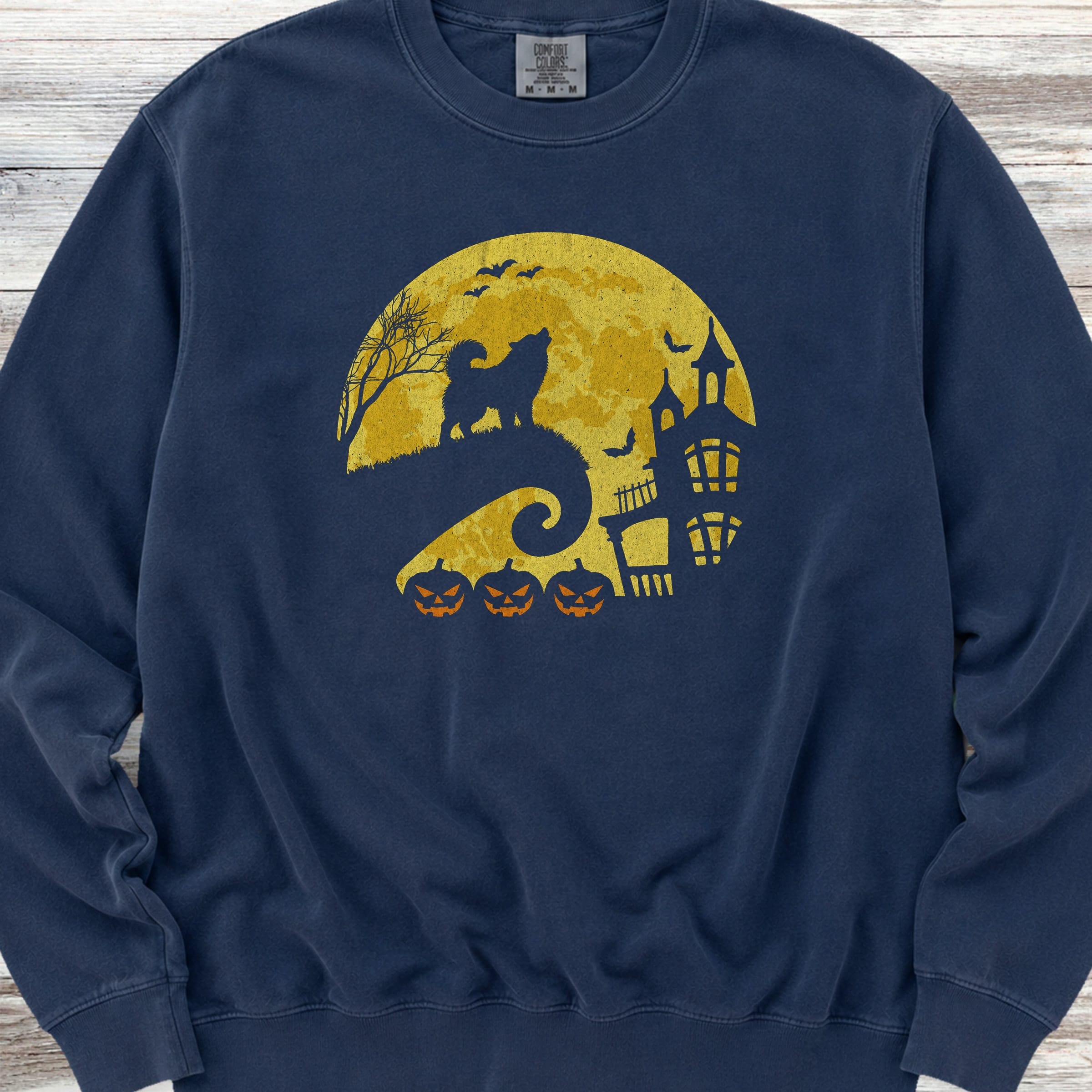 Alaskan Malamute Halloween Moon Sweatshirt - True Navy