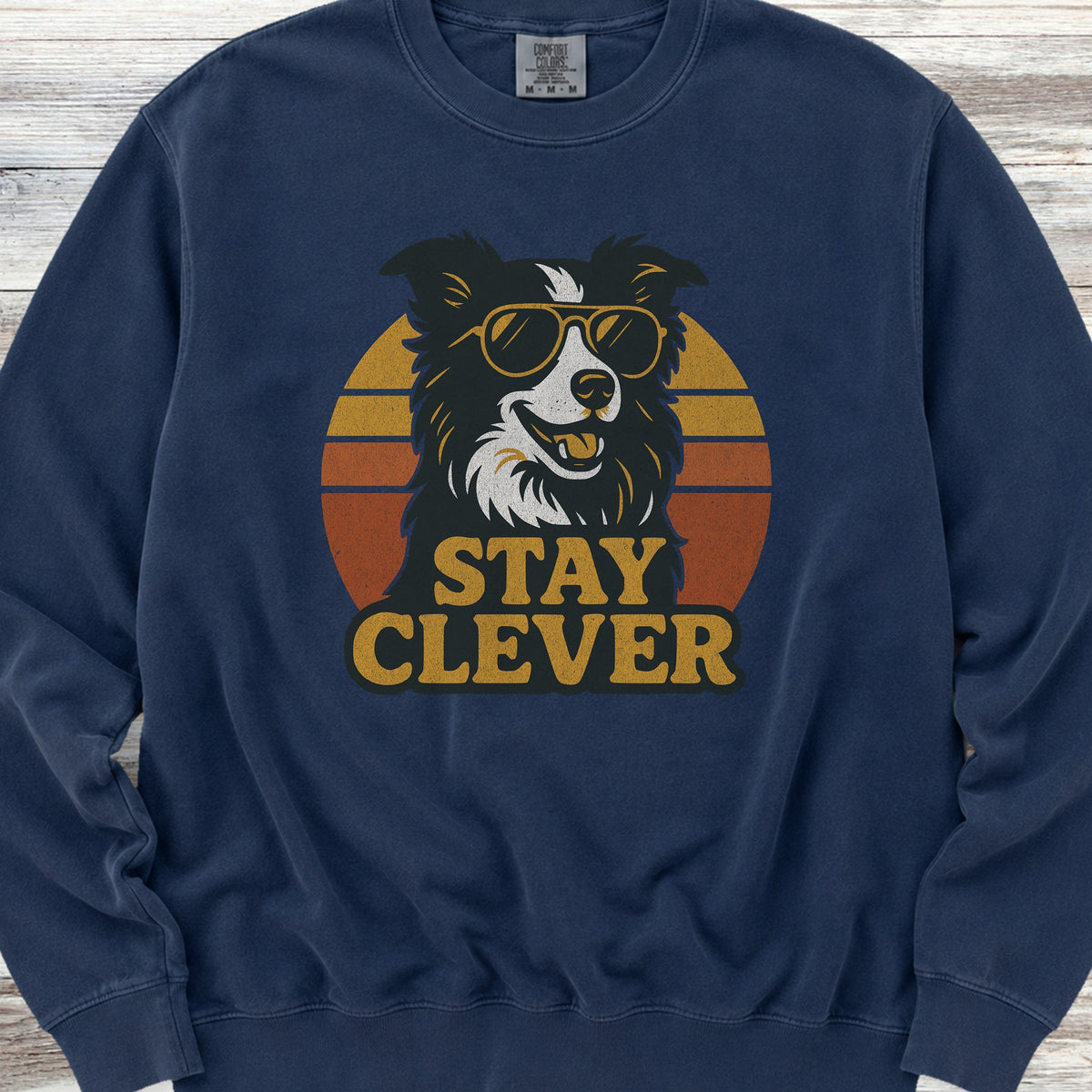 Border Collie Stay Clever Sweatshirt - True Navy