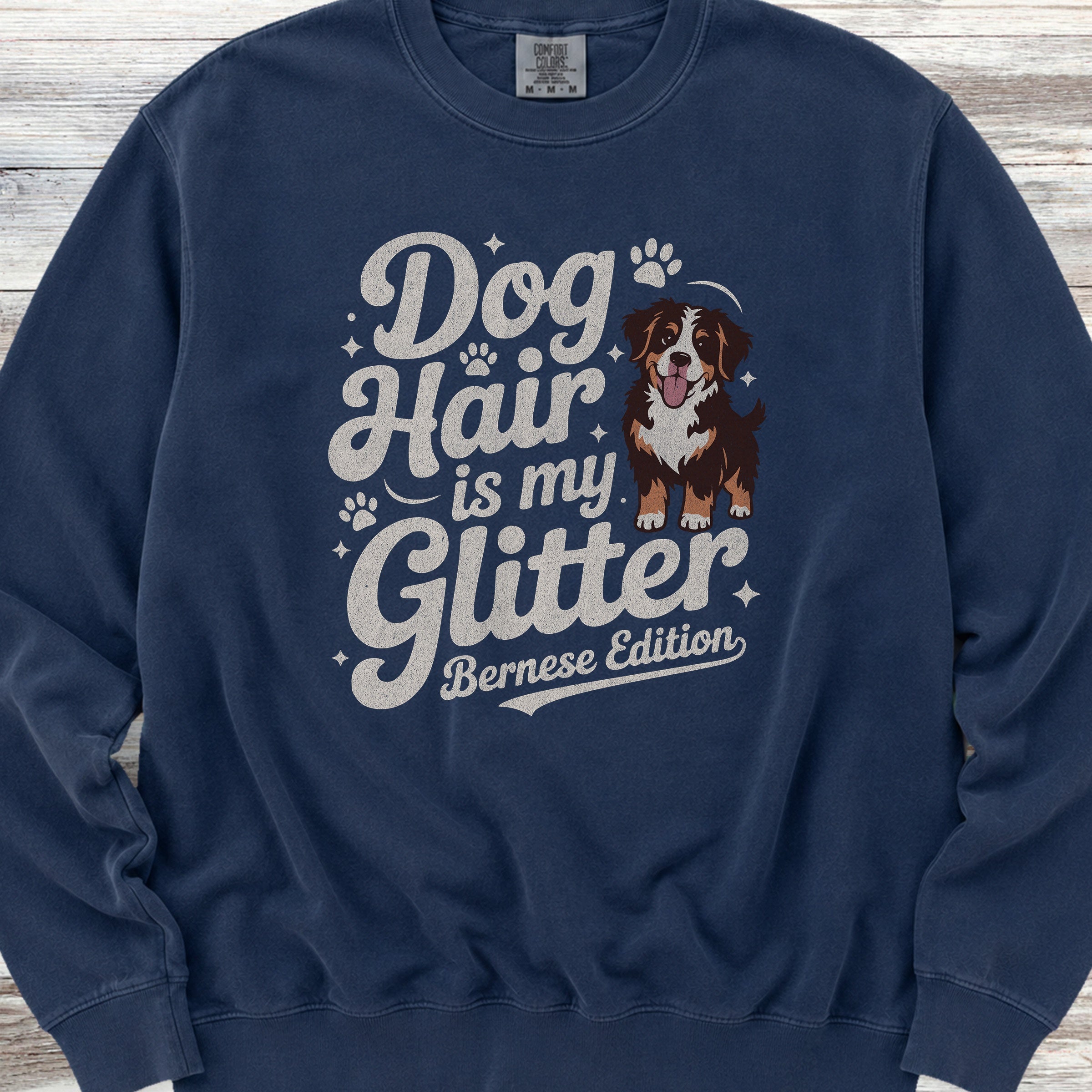 Bernese Mountain Dog Glitter Sweatshirt - True Navy