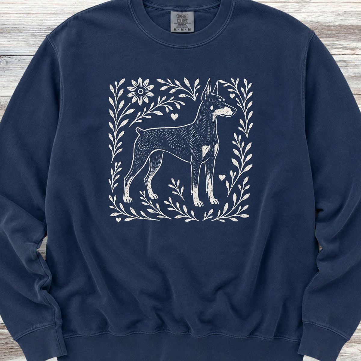 Doberman Linocut Sweatshirt - True Navy
