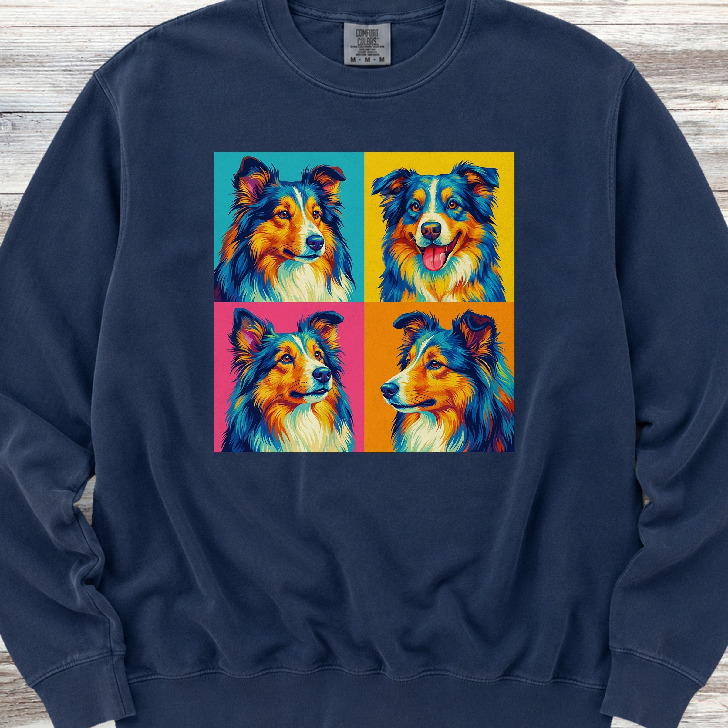 Shetland Sheepdog Pop Art Sweatshirt - True Navy