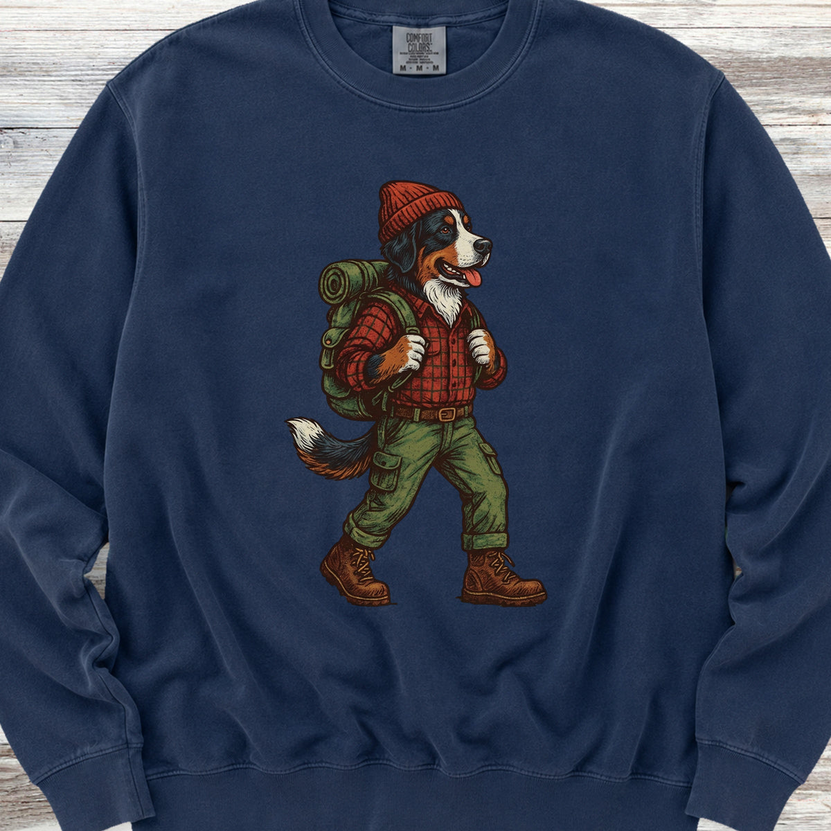 Bernese Mountain Dog Hiking Sweatshirt - True Navy
