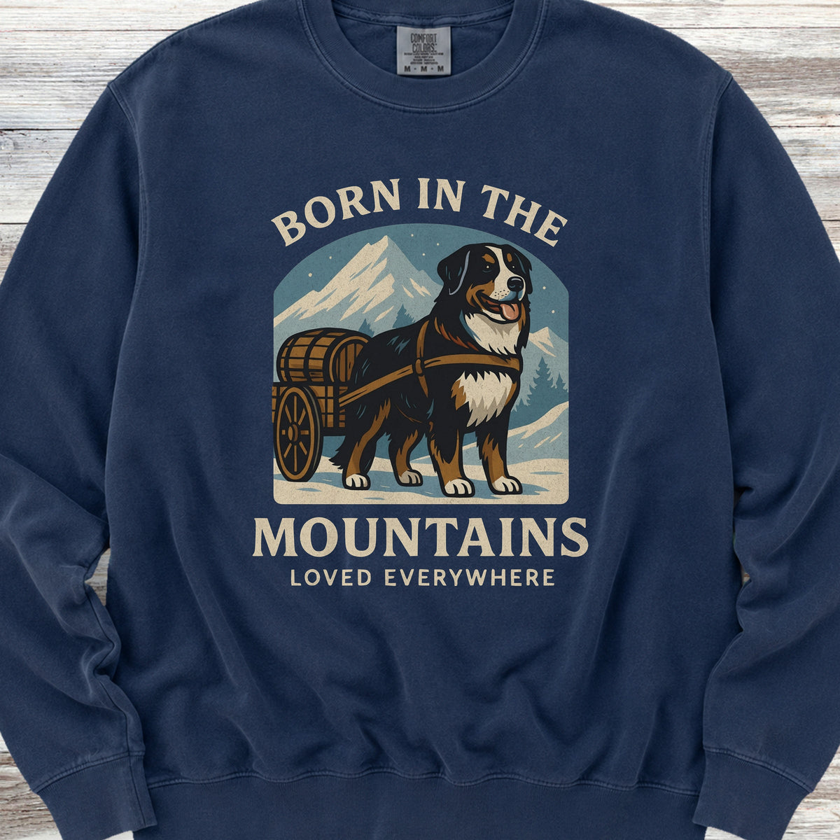 Bernese Mountain Dog Born Sweatshirt - True Navy