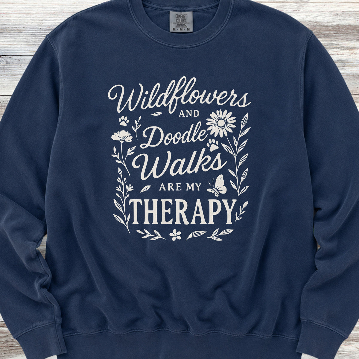 Doodle Walks & Wildflowers Sweatshirt - True Navy