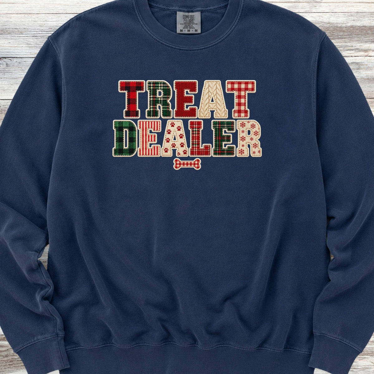 Treat Dealer Holiday Faux Patchwork Sweatshirt - True Navy