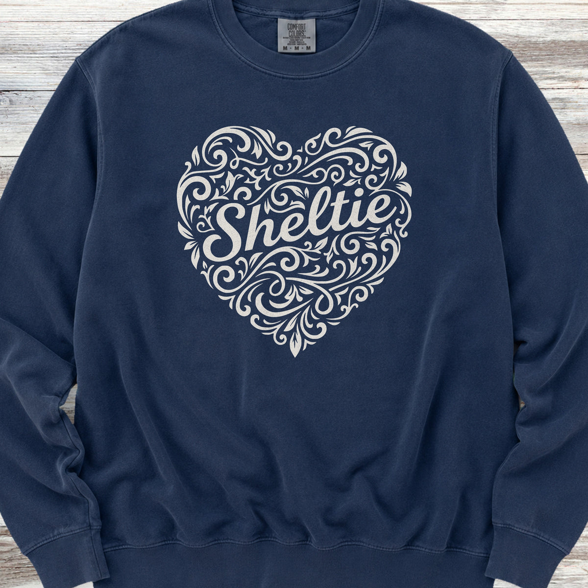 Shetland Sheepdog Heart Script Sweatshirt - True Navy