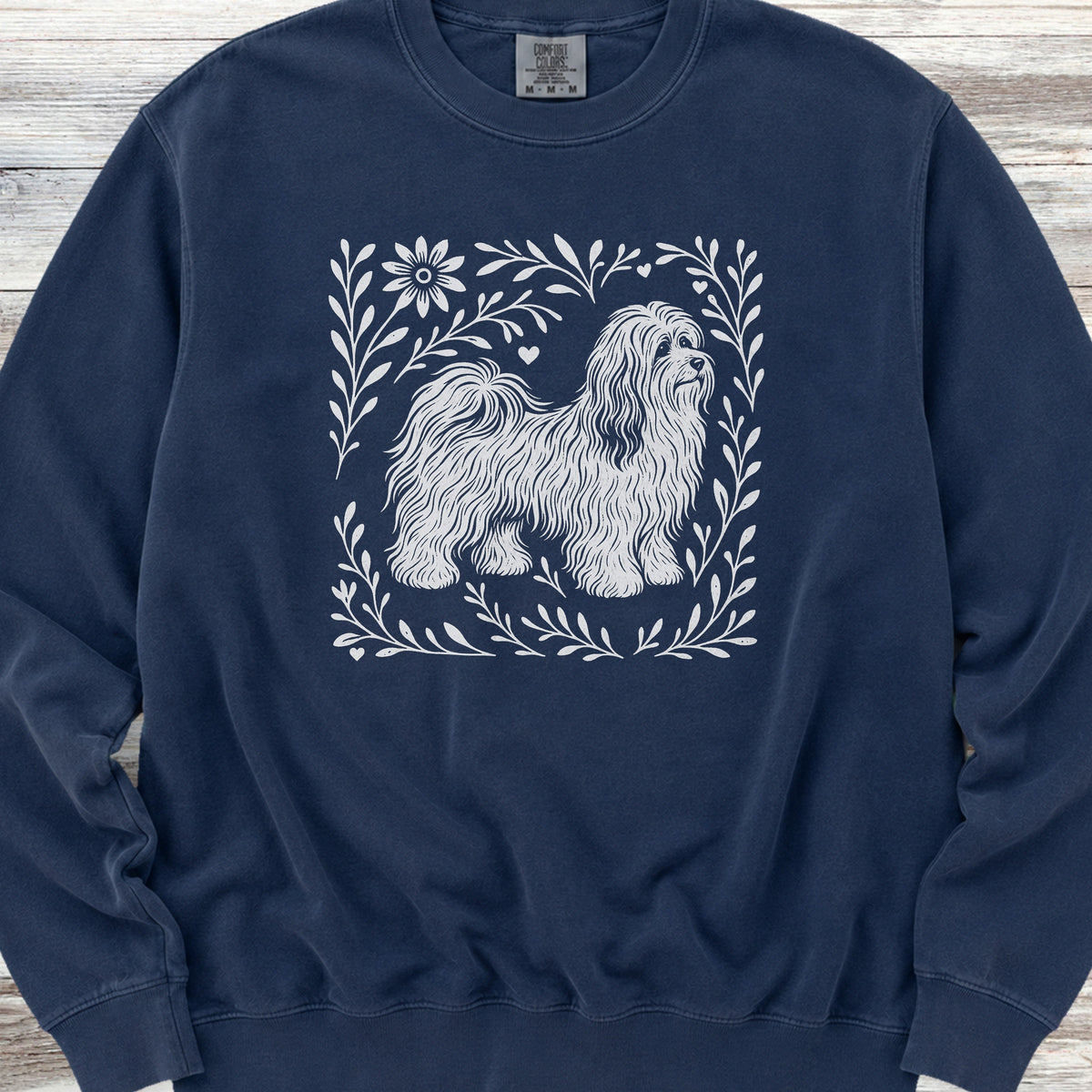 Havanese Linocut Sweatshirt - True Navy