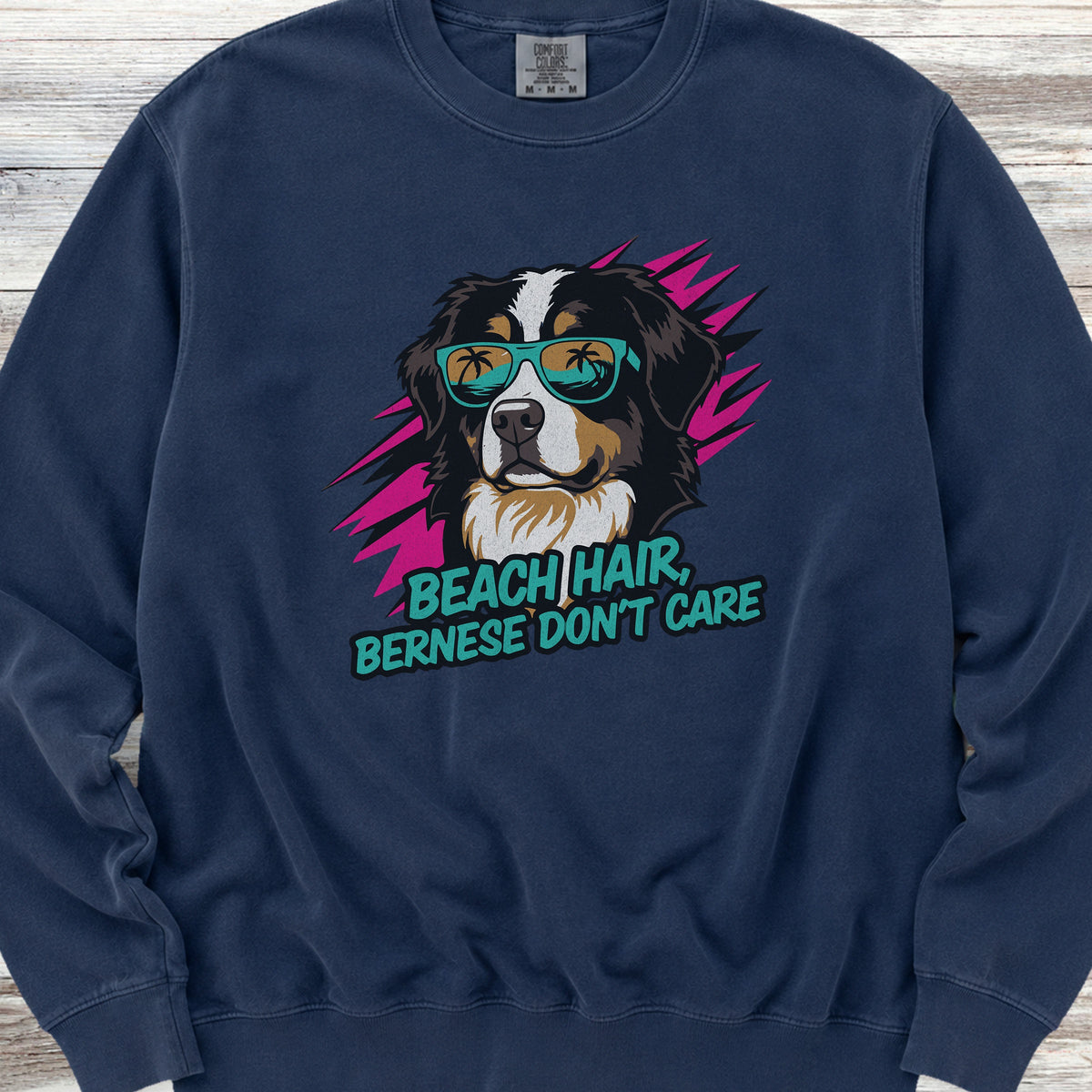 Bernese Mountain Dog Beach Hair Sweatshirt - True Navy