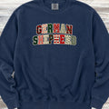 German Shepherd Holiday Faux Patchwork Sweatshirt - True Navy